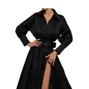 Tarik Ediz 98099 Collared Dress Black Size, like new.